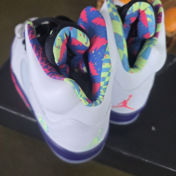 Bel-Air Jordan 5's - White, Purple, Neon Green - Picture 5 of 7